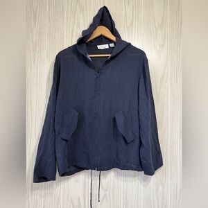 DANA B & KAREN NAVY BLUE 100% SILK JACKET Size 8 EUC